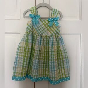Ashley Ann Green and Blue Plaid Kids Dress